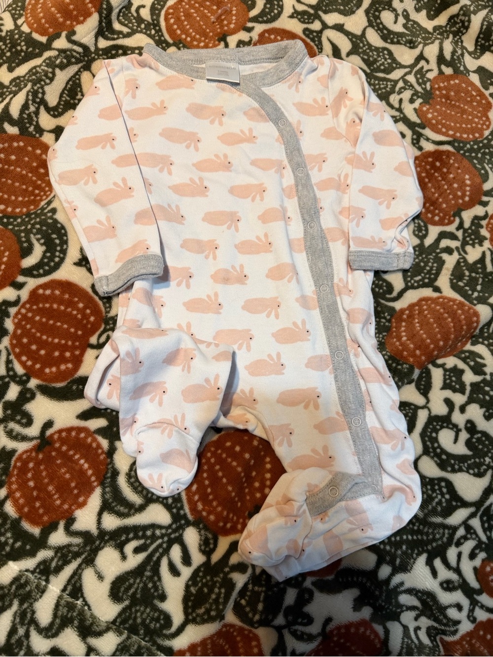 Nordstrom One-Piece Footed Sleeper in Soft Pink Bunny Print